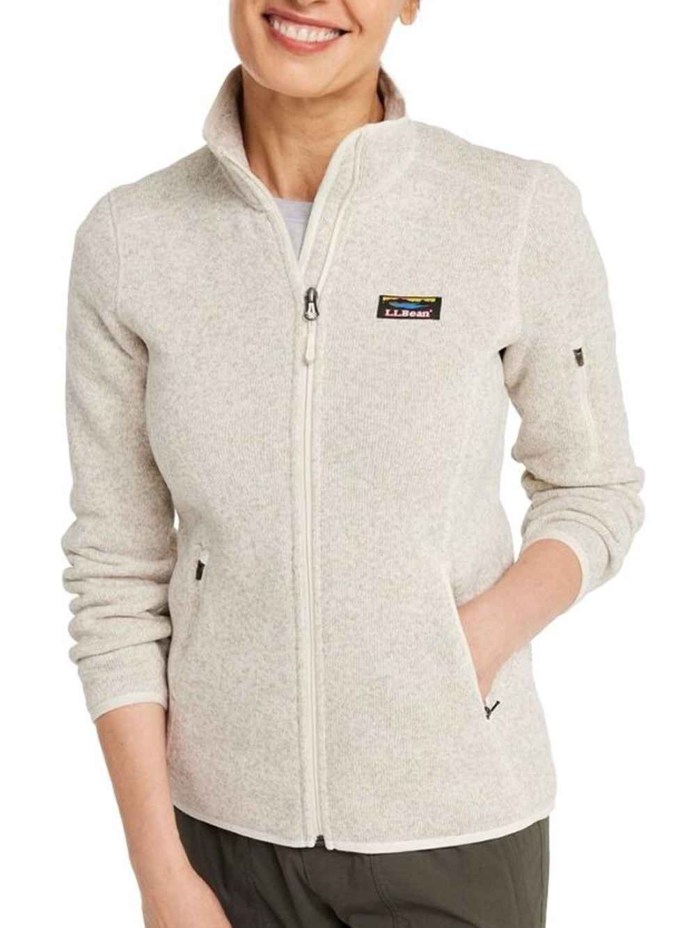 L.L. Bean Women's Cream Full-Zip Fleece Lined Jacket size Small